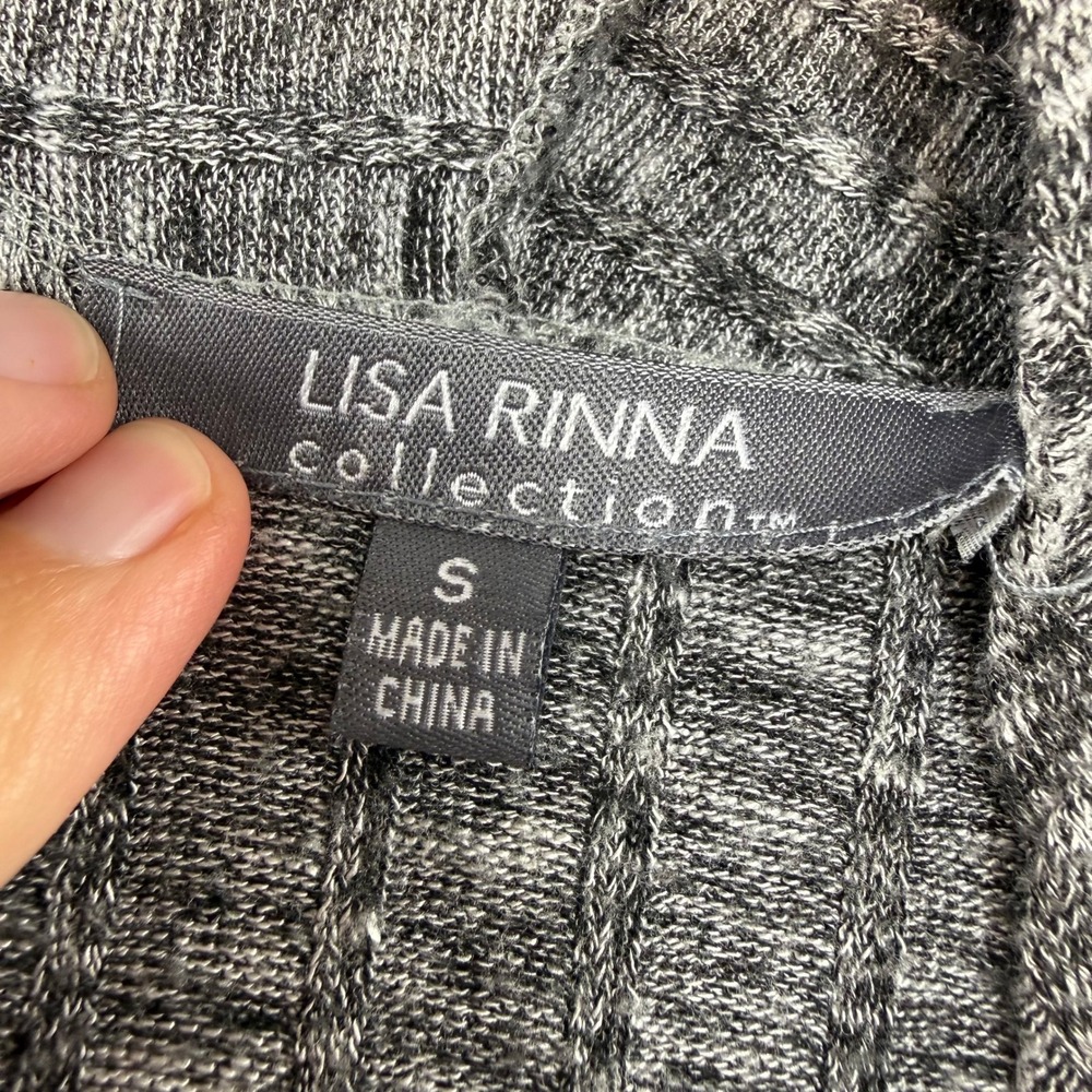 Lisa Rinna Collection Grey Ribbed Duster Cardigan Open Front Pockets Small Fall - Picture 4 of 10